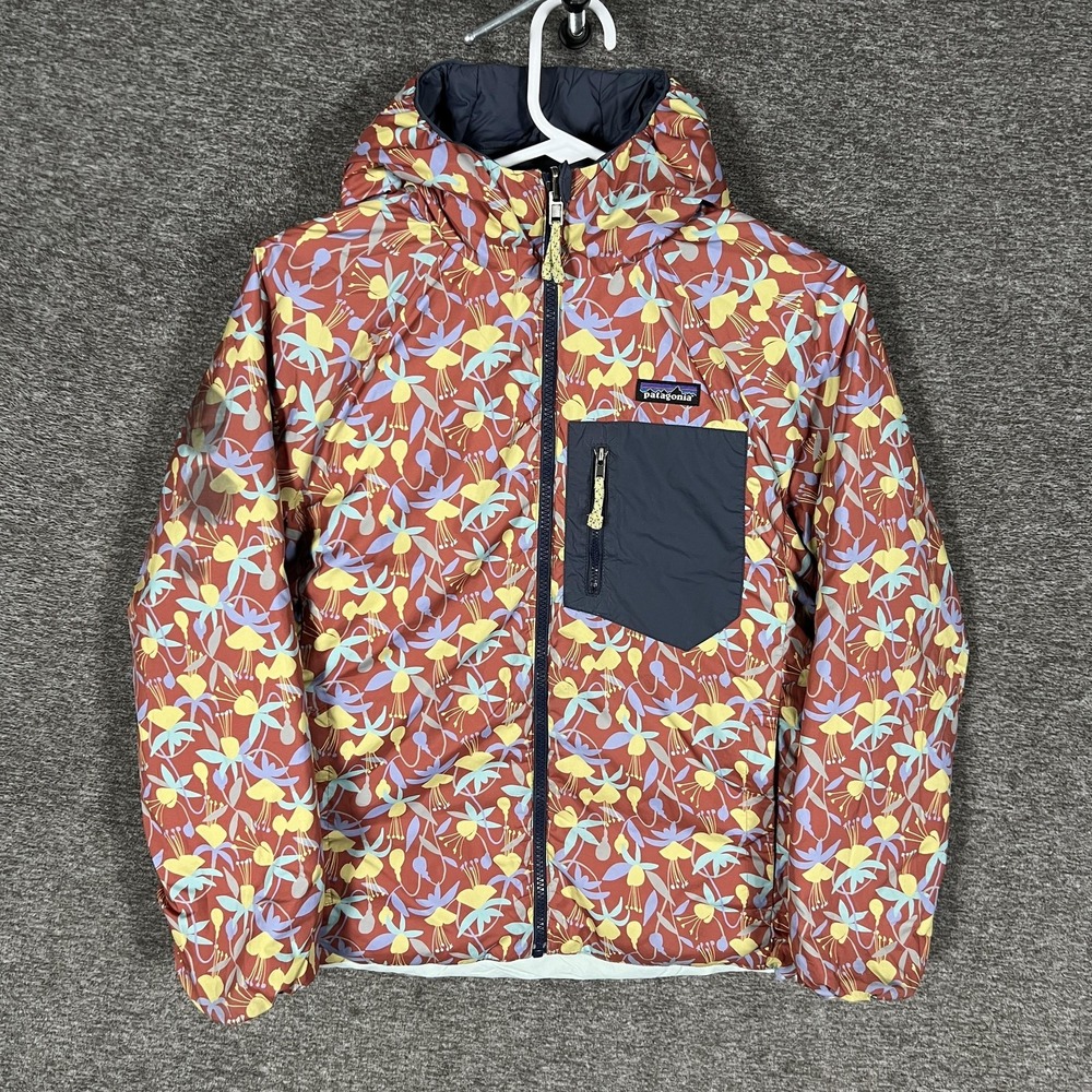 Patagonia Jacket Youth L? Multicolor Reversible Hooded Down Puffer Floral